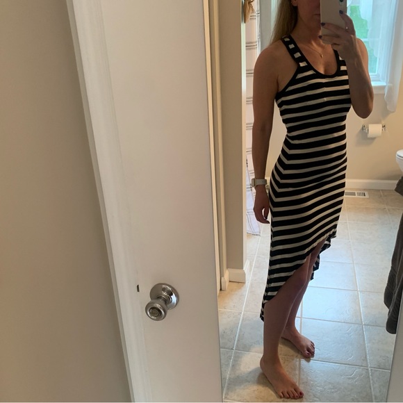 Express High Low Stripe Tank Dress - Picture 2 of 7